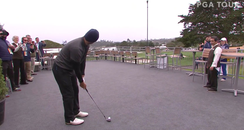 Romo Makes Incredible Birdie From Hospitality Tent