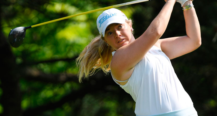 LPGA Tour Pro Falls Into Bunker Reading A Putt