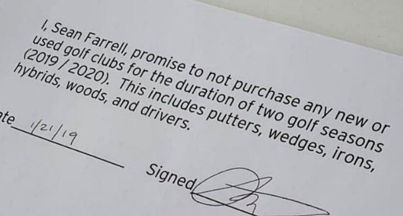 Husband Signs Contract Forbidding Golf Purchases