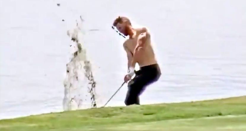 Shirtless Pro Holes Out Unbelievable Shot From Water