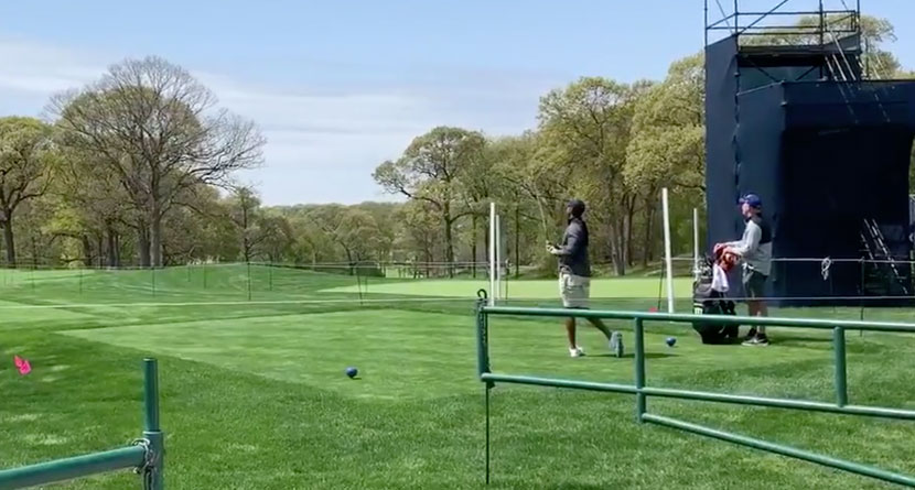 Tiger Spotted Prepping For PGA At Bethpage