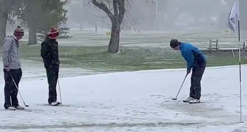 Montana State Tournament Played On Snow-Covered Course